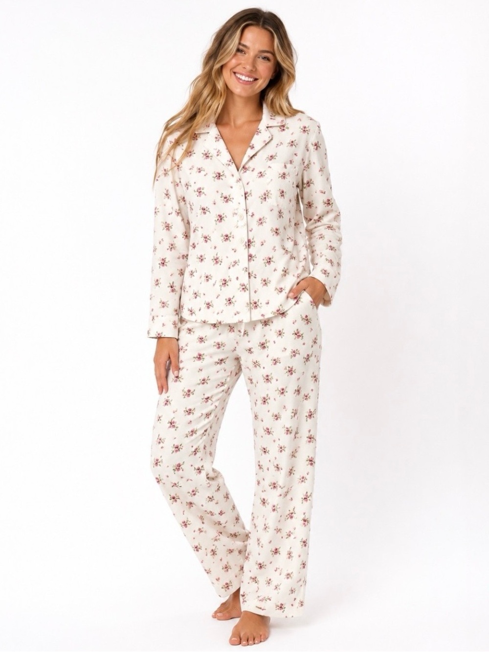 Lauren Ralph Lauren Floral Pajama Set Cotton Blend Size M Breathable Sleepwear